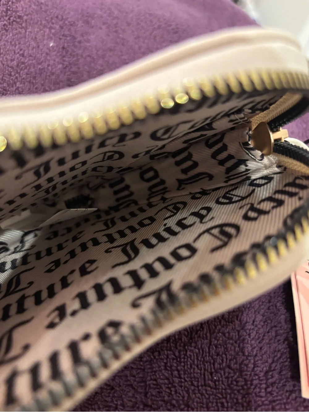 Juicy Couture Black Heart Wristlet with Cream Trim